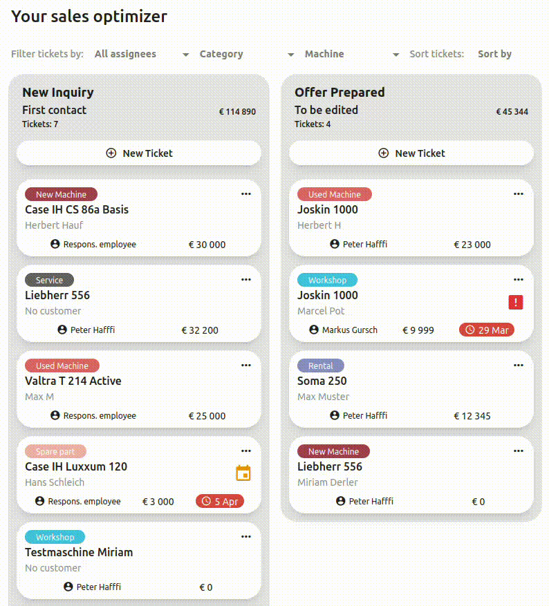Demonstration of the drag-and-drop functionality