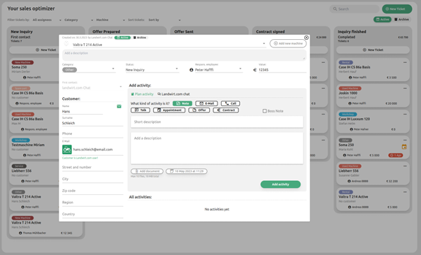 Overlay for creating new tickets