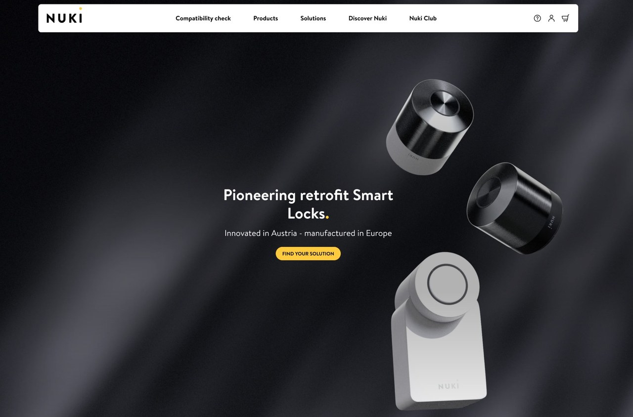 Nuki homepage — pioneering retrofit smart locks